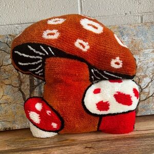 Urban Outfitters Mushroom Accent Pillow - Orange, Red, White, Black
